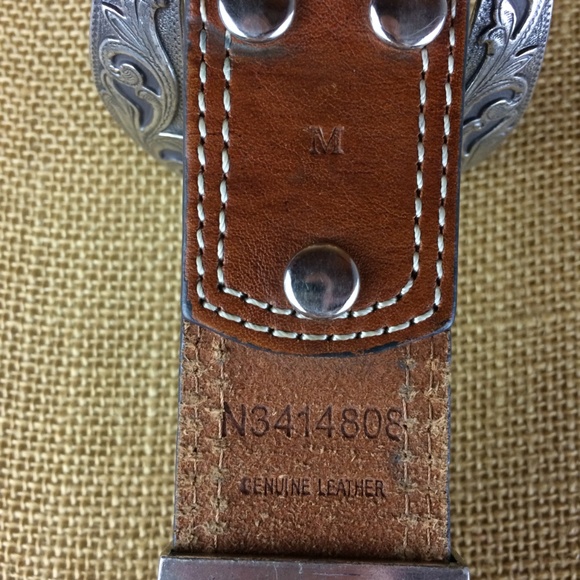 Nooona Belt Co. Genuine Leather Tooled Belt Sz M - Picture 6 of 6
